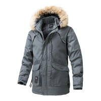 Chaqueta Parka de Vellón Cálido y Emparedada para Invierno Moda Casual con Cuello de Piel para Hombres - details 3