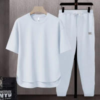 Conjunto De Verano Para Hombre Con Camiseta Y Pantalones Cortos De Algodón Transpirable Color Sólido Talla Grande Moda Casual - details 4
