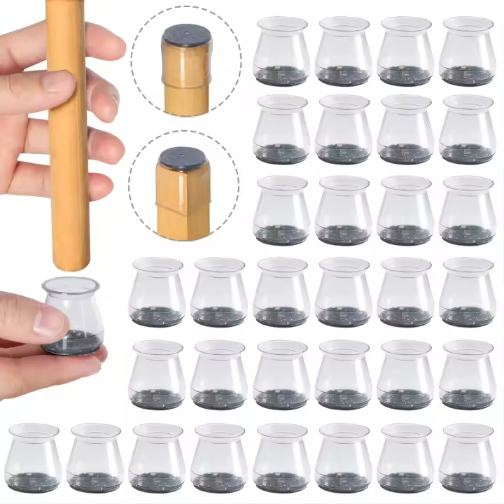 Tapas de goma para patas de Silla, protectores de silicona para suelos de madera dura, antiarañazos y Reduce el ruido, 16 piezas - 1