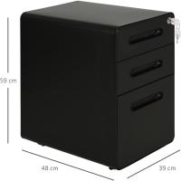 Archivador portátil con 3 cajones con cerradura y archivador para colgar, archivador de acero, 39 x 48 x 59 cm, color negro - details 2