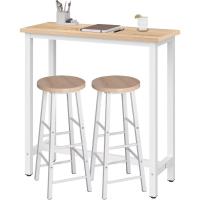 Set Mesa de Bar y 2uds. Taburete de Bar Muebles Cocina Silla de Comedor para Salón Cocina Mesa 120x40x100 cm Estructura de Metal, MDF Roble Claro - details 48