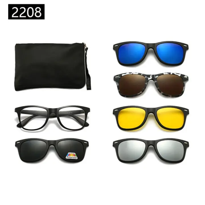 Clip magnético en gafas de sol magnéticas ópticas polarizadas 6 en 1 Clip en gafas de sol montura gafas de sol polarizadas protector solar Retro - 1