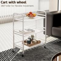 Carrito Cocina,Carro Auxiliar de Metálicos de 3 Niveles Cocina o Multiuso con Ruedas,para el hogar,60×30×75cm,Blanco - details 18