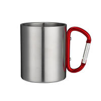 Taza portátil de acero inoxidable para acampar, taza con asa, mosquetón, escalada, mochilero, senderismo, 220Ml - details 10