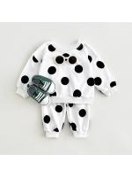 Primavera y otoño Traje de bebé Estampado de lunares Cuello redondo Suéter de manga larga Pantalones sueltos Ropa deportiva para niños y niñas - details 3
