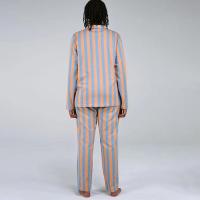 Conjunto de 2 piezas de blusa de manga para hombre y mujer, camisa y pantalones largos con estampado de rayas vintage, ropa de estar por casa - details 9
