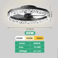 Ventiladores Led inteligentes modernos, candelabro para dormitorio, sala estar, ventilador Invisible acrílico nórdico,ventilador de techo con luz - details 9