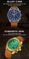 Reloj de cuarzo informal para hombre, correa de cuero genuino Crazy Horse, luminoso, resistente al agua, reloj de moda, regalo para él - details 3