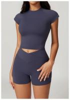 Ropa deportiva de alta resistencia de secado rápido de manga corta Yoga Tre de color sólido - details 3