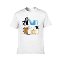 Camiseta Casual para Hombres con Estampado de Patrón Diseño 'Ahorra Agua y Bebida de Cerveza' - details 7