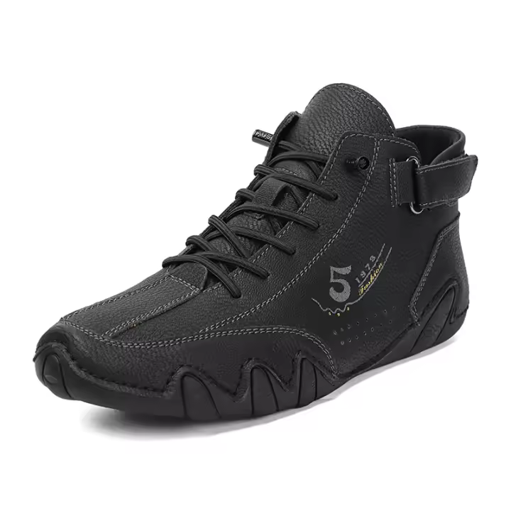 Zapatos de cuero informales para hombre, botas para caminar al tobillo, mocasines ligeros, calzado de senderismo para conducir en la parte superior media - 1