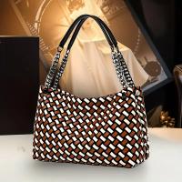 Elegante Bolso de Hombro para Mujer Gran Capacidad, Cierre de Cremallera, Correa Cadena, Diseño Sofisticado, Correas Resistentes Bolso Casual y Formal en Negro/Marrón - details 3
