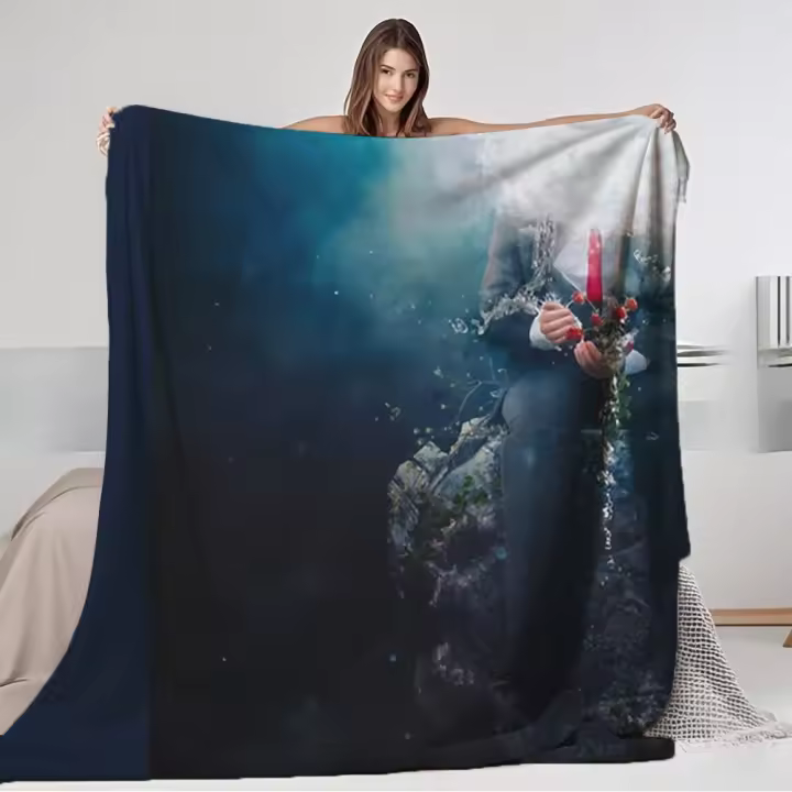 Manta de Franela Multiuso Cubierta de Cama Floral para Fiesta de Mariscos Resistente al Olor - 1