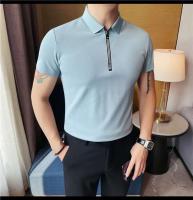 Polo de manga corta bordado de malla transpirable de verano para hombre, camiseta informal de negocios con solapa y media cremallera, - details 24