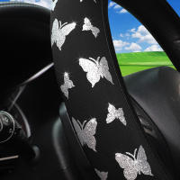 1 funda para volante antideslizante impermeable de tela brillante con mariposas y purpurina para 14,5-15 pulgadas - details 12