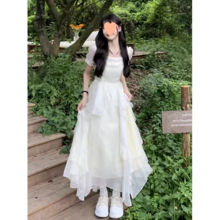 Vestido de Luna Blanca Suave Diseño de Boda de Verano Ligero con Cintura Oculta - 1