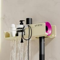 Soporte para secador de pelo montado en la pared, estante de almacenamiento para secador de pelo de gran capacidad, ahorro de espacio, organizador de secador de pelo de plástico autoadhesivo - details 6