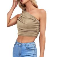 BUNO-2025 Primavera/Verano nueva moda superventas personalidad chica picante Slim Fit cuello asimétrico fuera del hombro camiseta para mujer - details 22