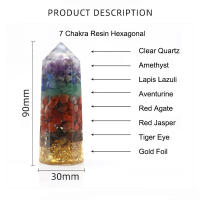 Piedras naturales de Chip de 7 Chakras, cristal curativo de un solo punto, varitas de resina, piedra caída, amatista, Reiki, meditación con caja de regalo - details 0