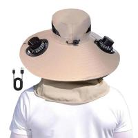 Sombrero de ventilador con panel solar, sombrero de cubo, ala ancha, protección UV, equipo deportivo al aire libre para mujeres, hombres, vacaciones en la playa, - details 1