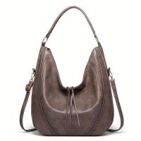 Elegantes borlas de hombro retro para mujer - Hobo de gran capacidad con correa desmontable, negro, tono dorado y decorativo - details 4