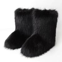 Botas de nieve, forro de fieltro peludo de piel de esponja, goma sin cordones, paridad plana, cálido para mujer, invierno - details 2