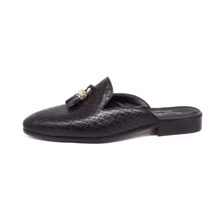 Sandalias puntiagudas de verano en relieve tejidas de cuero - 1