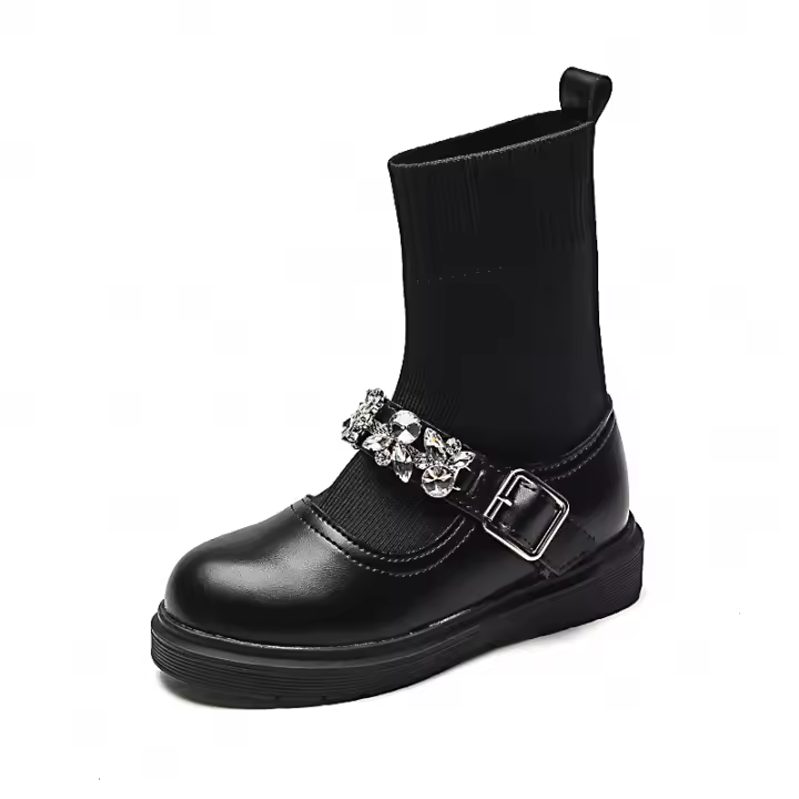 Botas cortas de niña de estilo británico en piel de moda para niños grandes - 1