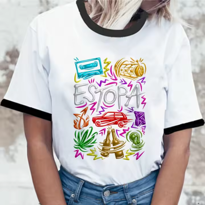 Camiseta de diseñador de manga para mujer, ropa de cómic de anime para niña, top de Estopa - 1