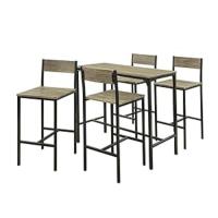 Conjunto de mesa alta de bar y 4 taburetes con respaldo estilo industrial - details 7