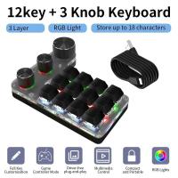 Programming ro Custom Keyboard 12 3 Knobs RGB 18 Character One Key Password Copy Paste nical Hotswap Keypad - details 0