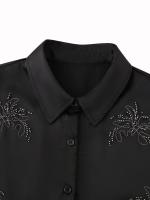 Conjunto de Moda para Mujeres OUWU Camisa de Manga Larga, Pantalones Rectos, Top de Encaje, Pantalones Sueltos - details 11