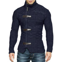 Suéter de cuello alto para hombre, chaqueta de punto de manga larga con botones, ropa de talla grande, otoño e invierno, 2024 - details 7