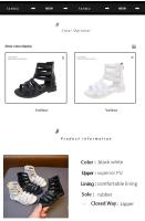 Sandalias de gladiador para niñas, zapatos de princesa con banda estrecha, botas romanas, color blanco y negro, verano 2022 - details 3