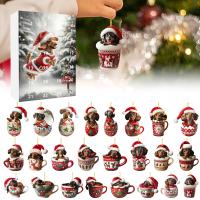 Calendario de Adviento de Navidad 2024,con 24 encantadores colgantes de perro salchicha, adornos de árbol de Navidad para decora - details 15