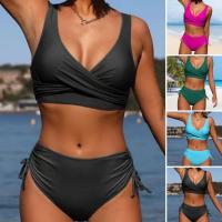 Conjunto de Bikini de 2 Piezas para Mujer Traje de Baño Sin Mangas con Cuello en V y Cintura Alta - details 7