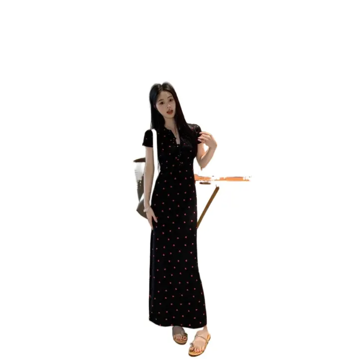 Vestido adelgazante y ceñido a la cadera para mujer, estilo francés de vacaciones, puro deseo de verano, sensación de alta gama, camisola larga - 1