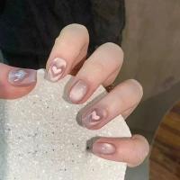 24pcs Uñas Postizas Almendro Rosa Y Nude Para Mujeres Y Niñas Decoración De Uñas Con Lazo Falso De Resina Artículos De Manicura - details 5