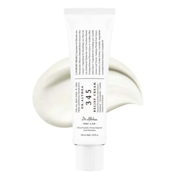 Dr.Althea 345 Crema Alivio |   Hidratante facial diario |   Cuidado para aliviar las imperfecciones |   Recuperación calmante y humedad con niacinamida y pantenol |   Cuidado de la piel vegano coreano para todo tipo de piel |   1,7 onzas líquidas (paquete - 1