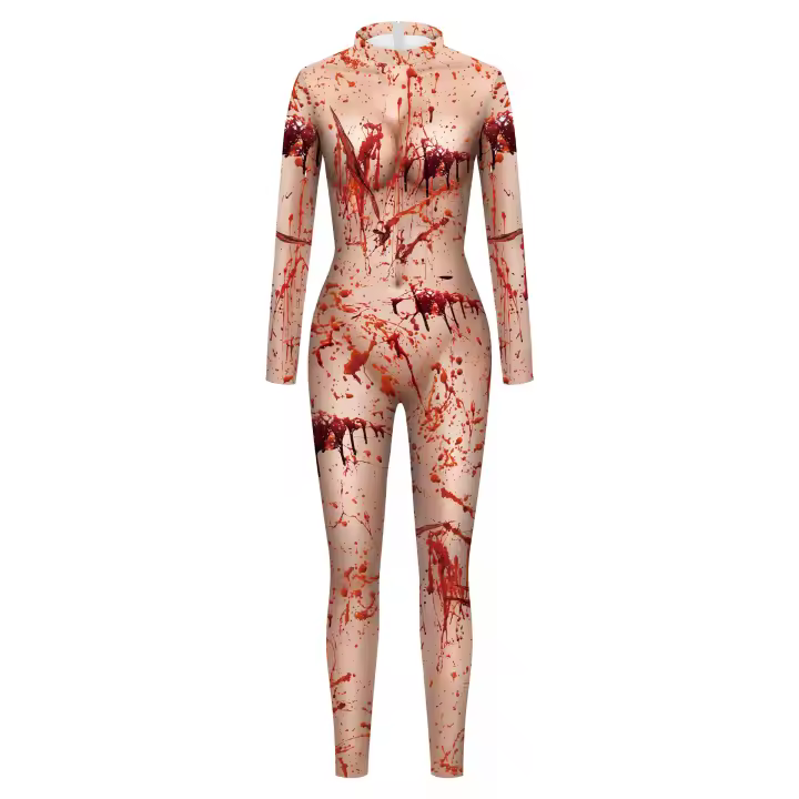 Mono de Halloween para Mujeres, Body con Estampado Digital de Sangre, Leotardo - 1