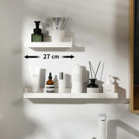 Estante de pared flotante sin taladros para baño, ducha, sala de estar, dormitorio, organizador, 27x8,5 cm - details 7