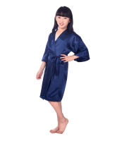 Verano casa simple casual camisón delgada chica V-cuello medio y largo cardigan albornoz pijamas de los niños falda fresca y cómoda - details 9