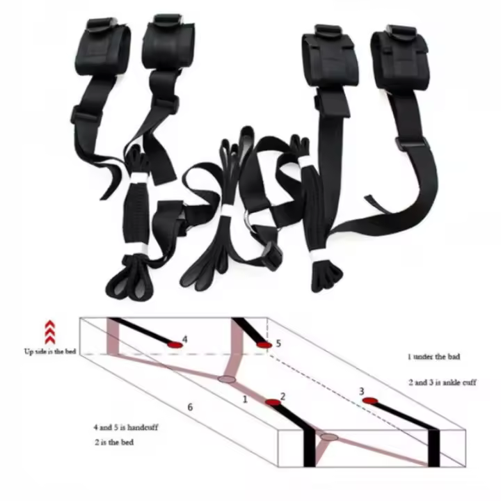 Juego de Bondage BDSM sin vibrador, Juguetes sexuales eróticos de esclavo para mujeres y parejas, ataduras abiertas de piernas, esposas de cuello, correas de tobillo, tienda - 1