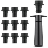 Bomba de plástico para ahorro de vino, sellador de botellas duradero con 10 tapones de vacío, reutilizable, para todas las botellas de vino estándar - details 3