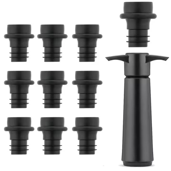 Bomba de plástico para ahorro de vino, sellador de botellas duradero con 10 tapones de vacío, reutilizable, para todas las botellas de vino estándar - 1