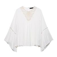 Blusa Plisada OUWU Estilo de Vacaciones de Primavera para Mujer Camisas y Blusas Sueltas Casuales de Moda - details 1