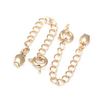 Cadenas de latón de Color dorado de 18K con extremo de gota, cadenas extensibles con cierres redondos de resorte, suministros de joyería Diy de alta calidad para mujer - details 20