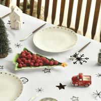 Árboles de Navidad, cuadros de búfalo, decoración rectangular negra para comedor, mantel impermeable para mesa, suministros para fiesta de Navidad - details 4