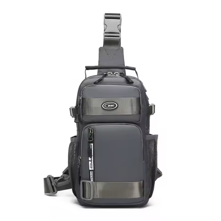 Bolso de hombro a la moda para hombre, bolso de pecho multifunción de gran capacidad, bolso de mensajes deportivo, bolso cruzado de tela de Color sólido para hombre - 1