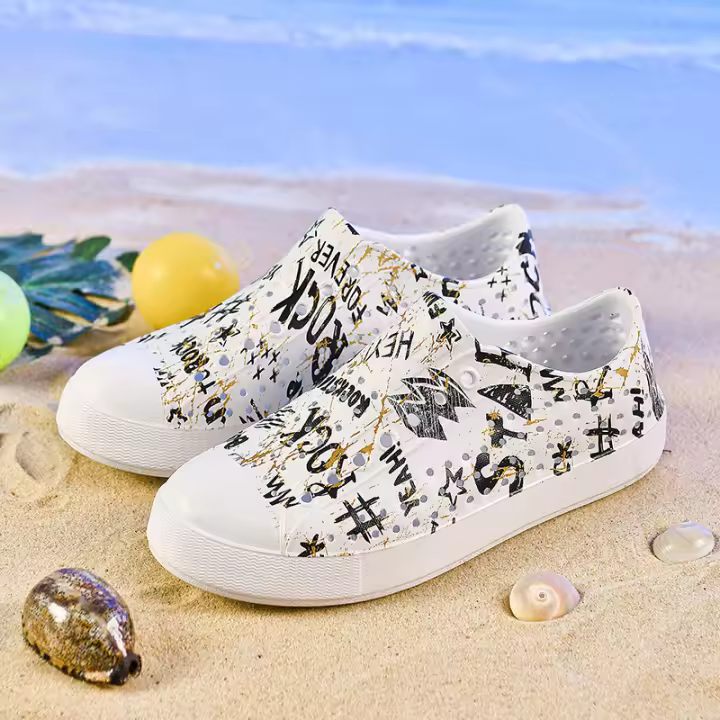 Sandalias de playa casuales para hombre y mujer, con diseño de graffiti, transpirables, con agujeros, para verano. - 1